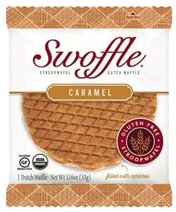 Caramel Swoffle, Organic & Gluten Free, Waffle Cookie, Box of 16 individually wrapped