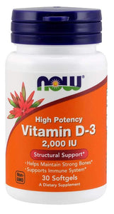 Now Foods, Vitamin D-3 High Potency , 2,000 IU, 120 Softgels